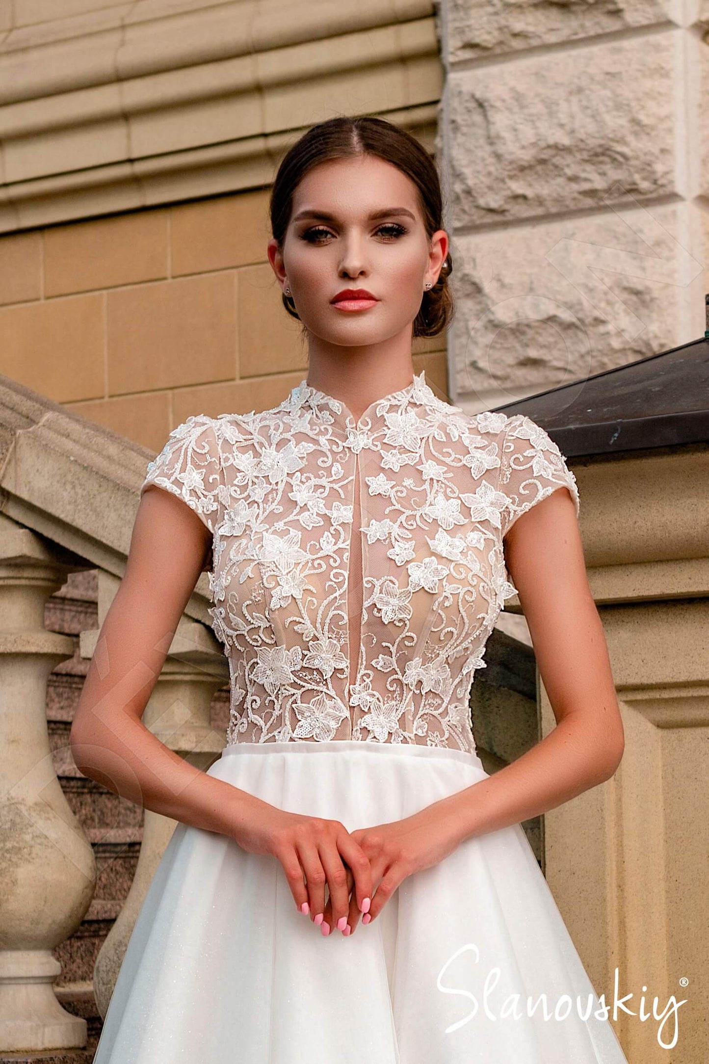 Acadia Full back A-line Short/ Cap sleeve Wedding Dress 2