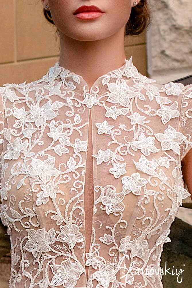 Acadia A-line High neck Ivory Milk Wedding dress