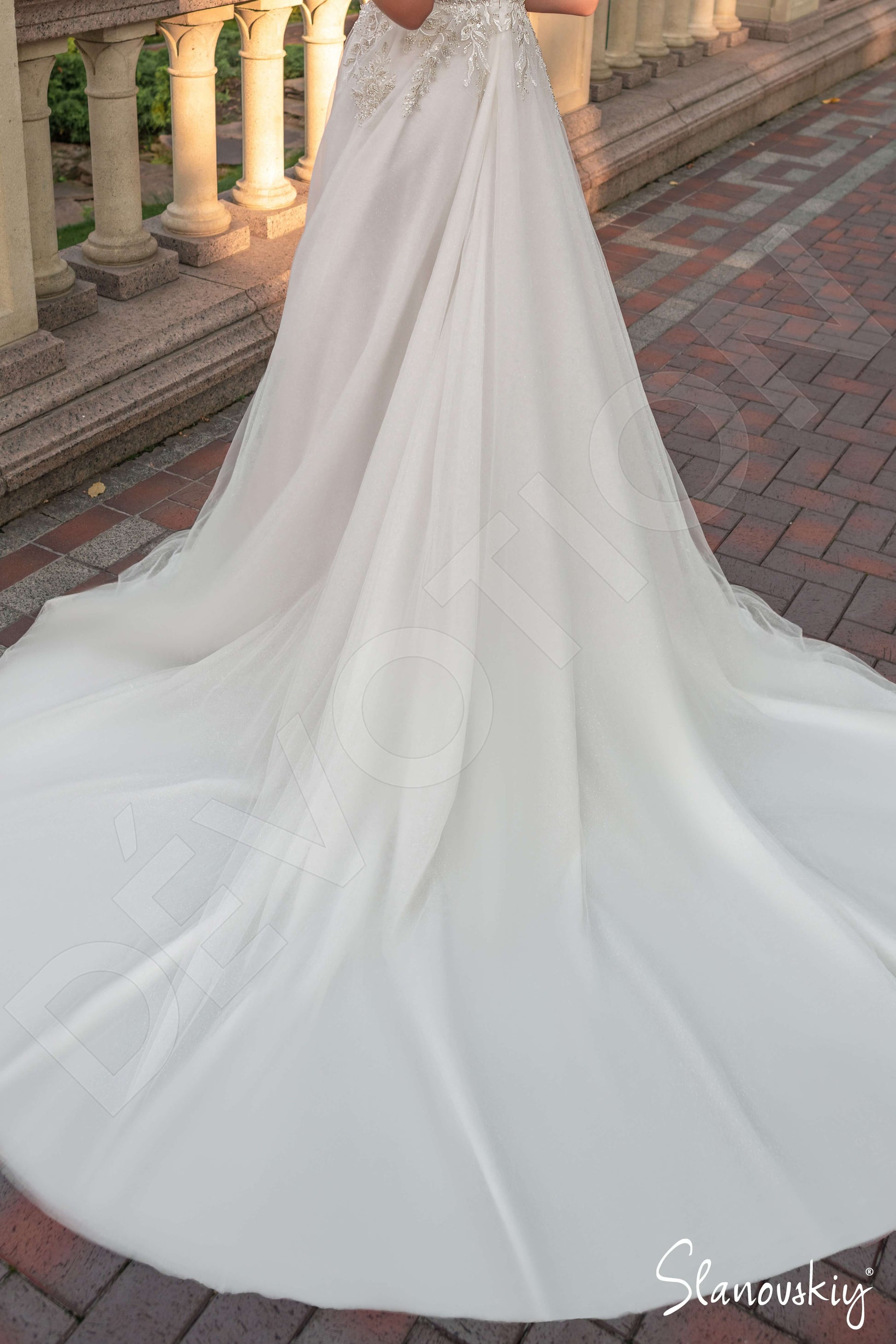 Adrienne A-line Illusion Ivory Milk Wedding dress