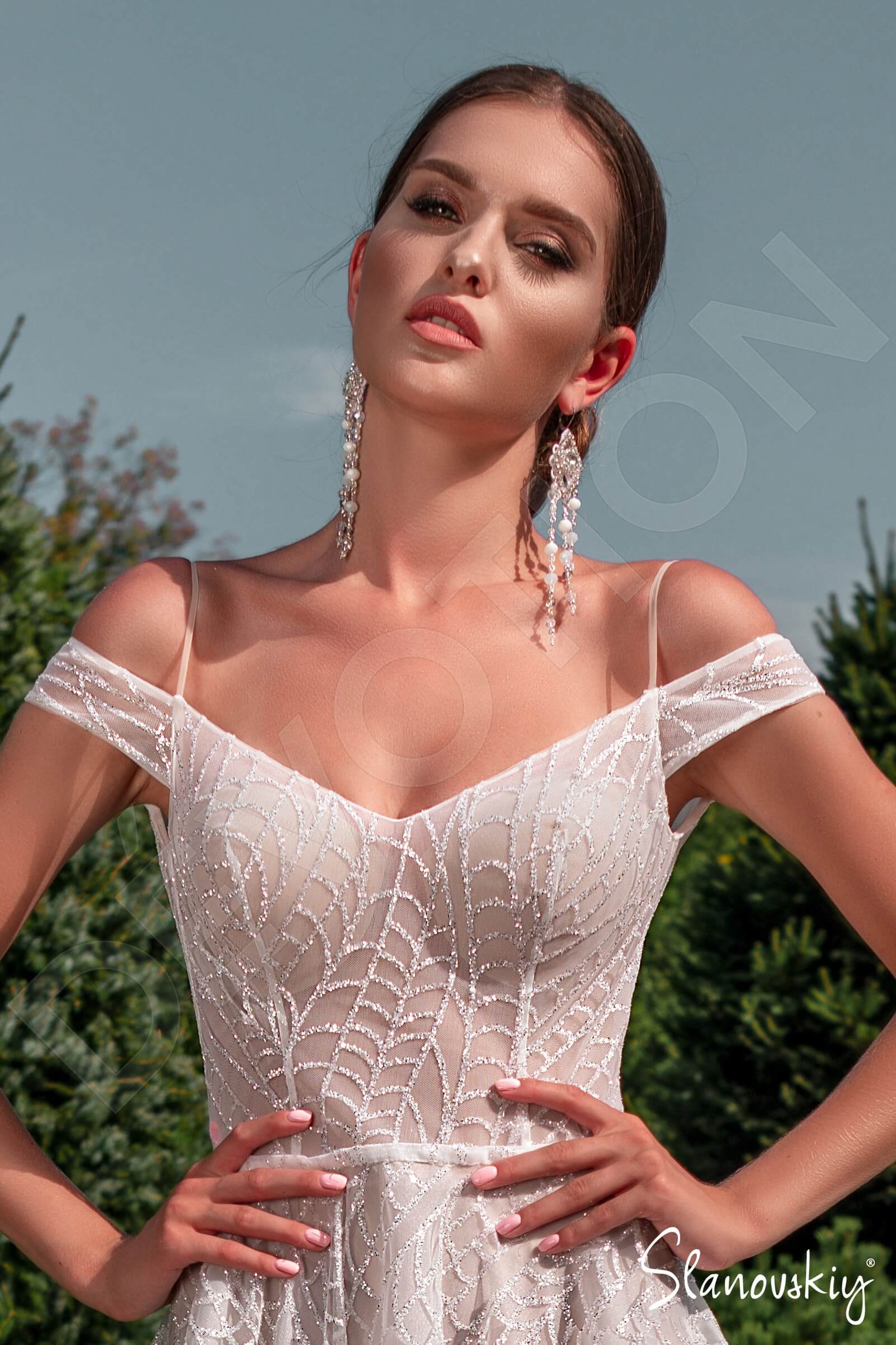 Afsaneh A-line Off-shoulder/Drop shoulders Ivory Milk Wedding dress