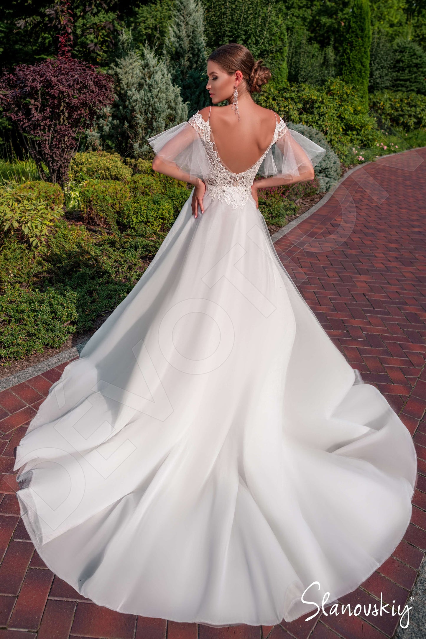 Afsha Open back A-line Short/ Cap sleeve Wedding Dress Back