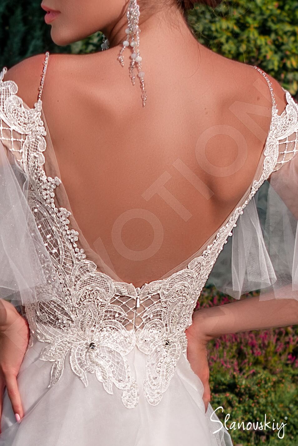 Afsha Open back A-line Short/ Cap sleeve Wedding Dress 6