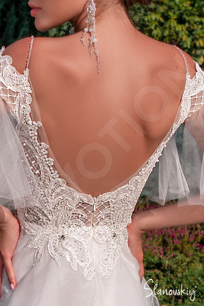 Afsha Open back A-line Short/ Cap sleeve Wedding Dress 6