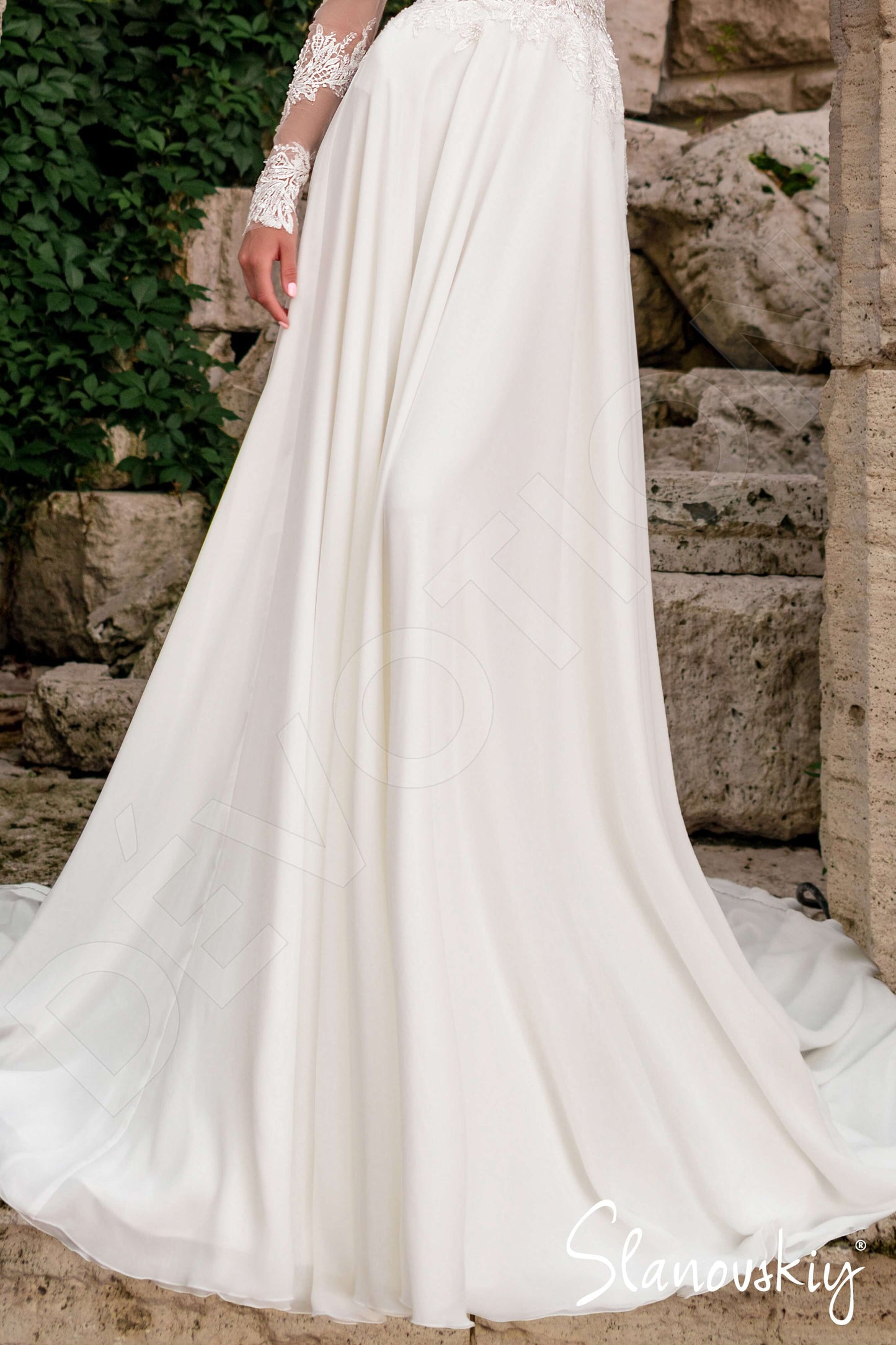 Joyce Illusion back A-line Long sleeve Wedding Dress 7