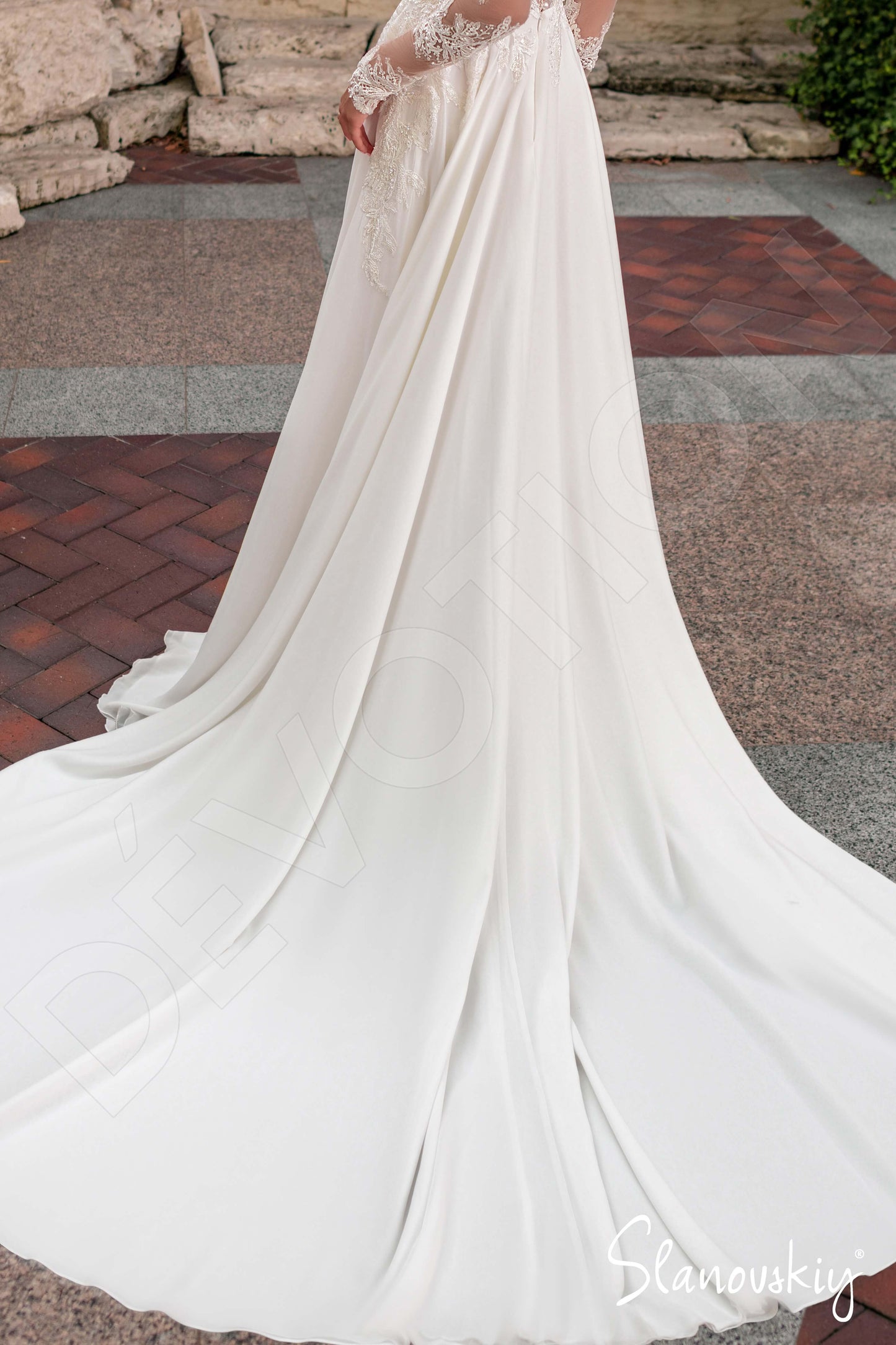 Joyce Illusion back A-line Long sleeve Wedding Dress 5