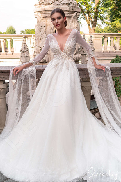 Alivia Open back A-line Long sleeve Wedding Dress Front
