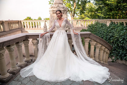 Alivia Open back A-line Long sleeve Wedding Dress 8