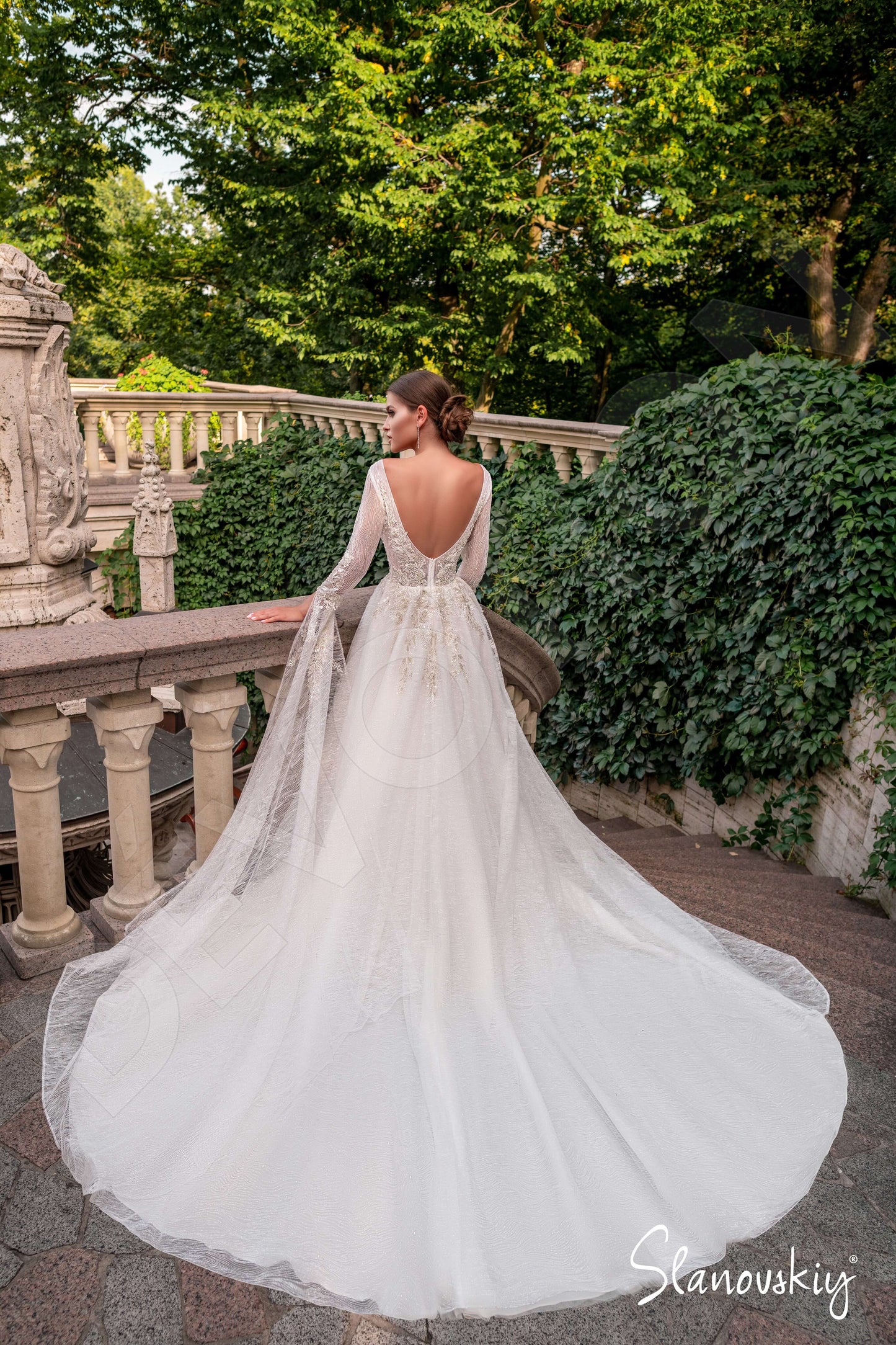 Alivia Open back A-line Long sleeve Wedding Dress Back