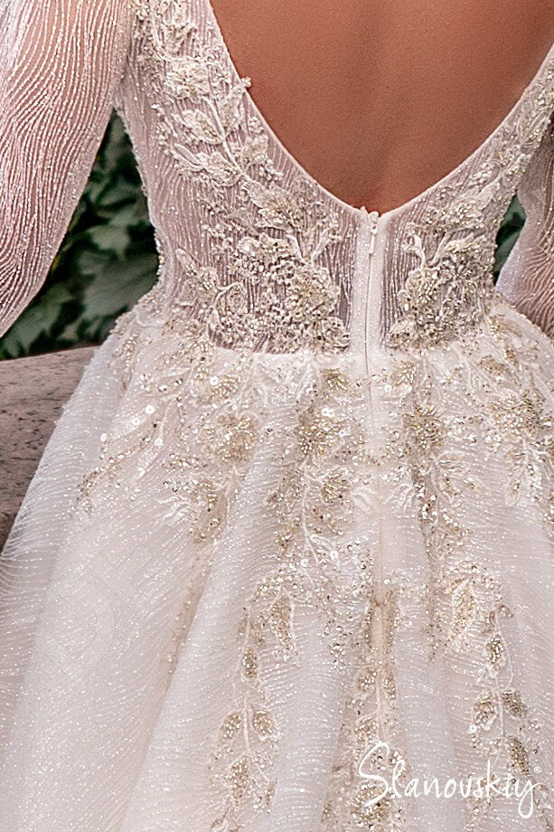Alivia Open back A-line Long sleeve Wedding Dress 4