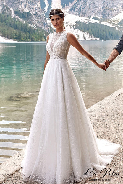 Helenya Full back A-line Sleeveless Wedding Dress Front