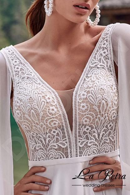Lunara Open back A-line Long sleeve Wedding Dress 4