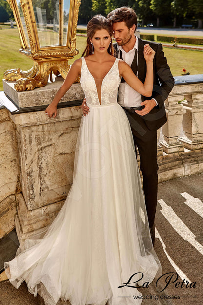 Rosetine Open back A-line Sleeveless Wedding Dress Front