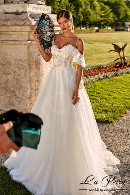Raelin Open back A-line Short/ Cap sleeve Wedding Dress Front