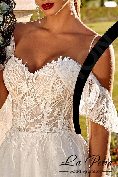 Raelin Open back A-line Short/ Cap sleeve Wedding Dress 3