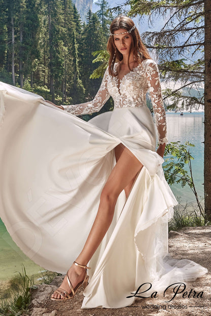 Blossom Open back A-line Long sleeve Wedding Dress Front