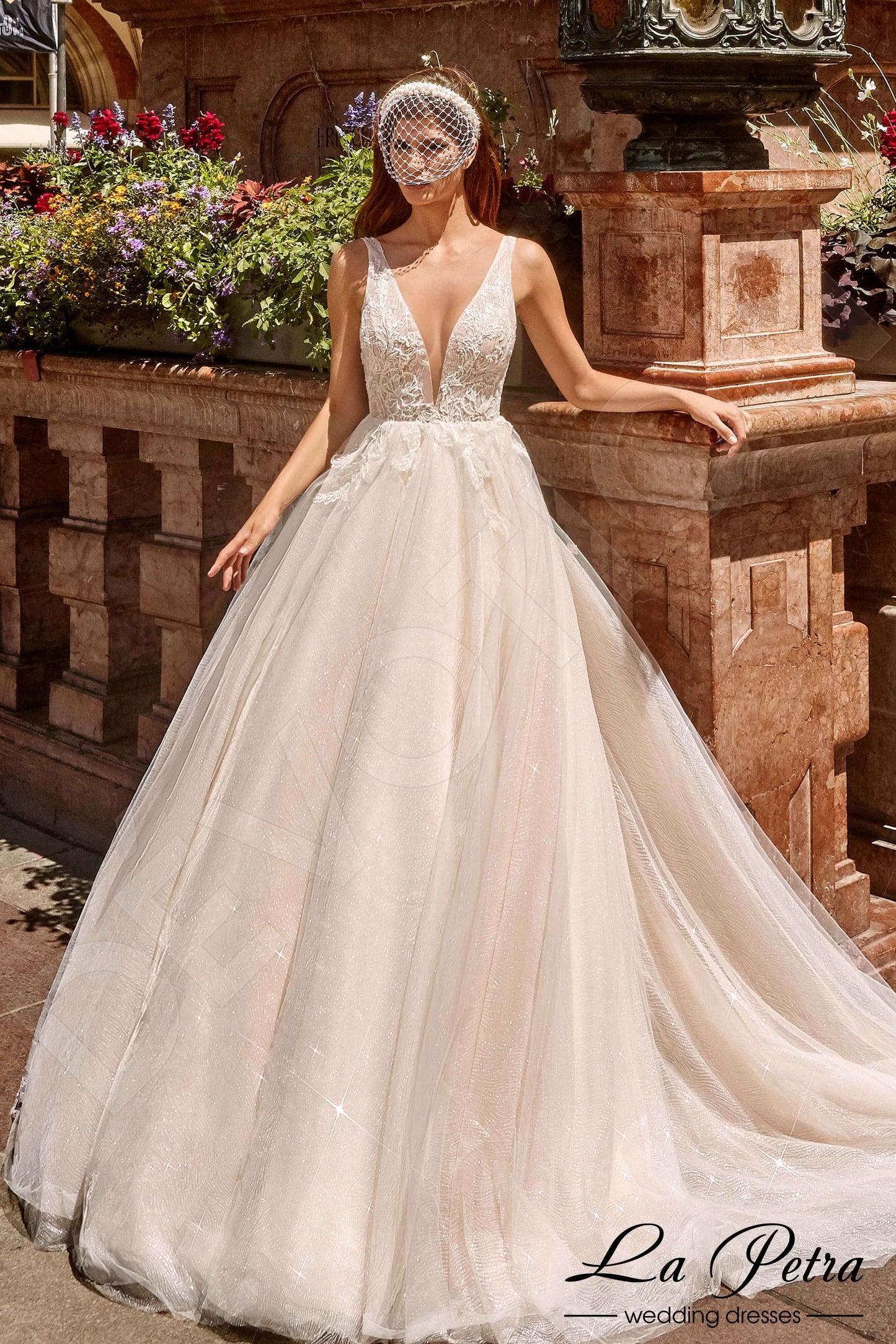 Irena Open back A-line Sleeveless Wedding Dress Front