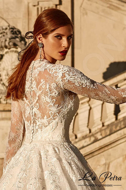 Jeraldina Full back Princess/Ball Gown Long sleeve Wedding Dress 5
