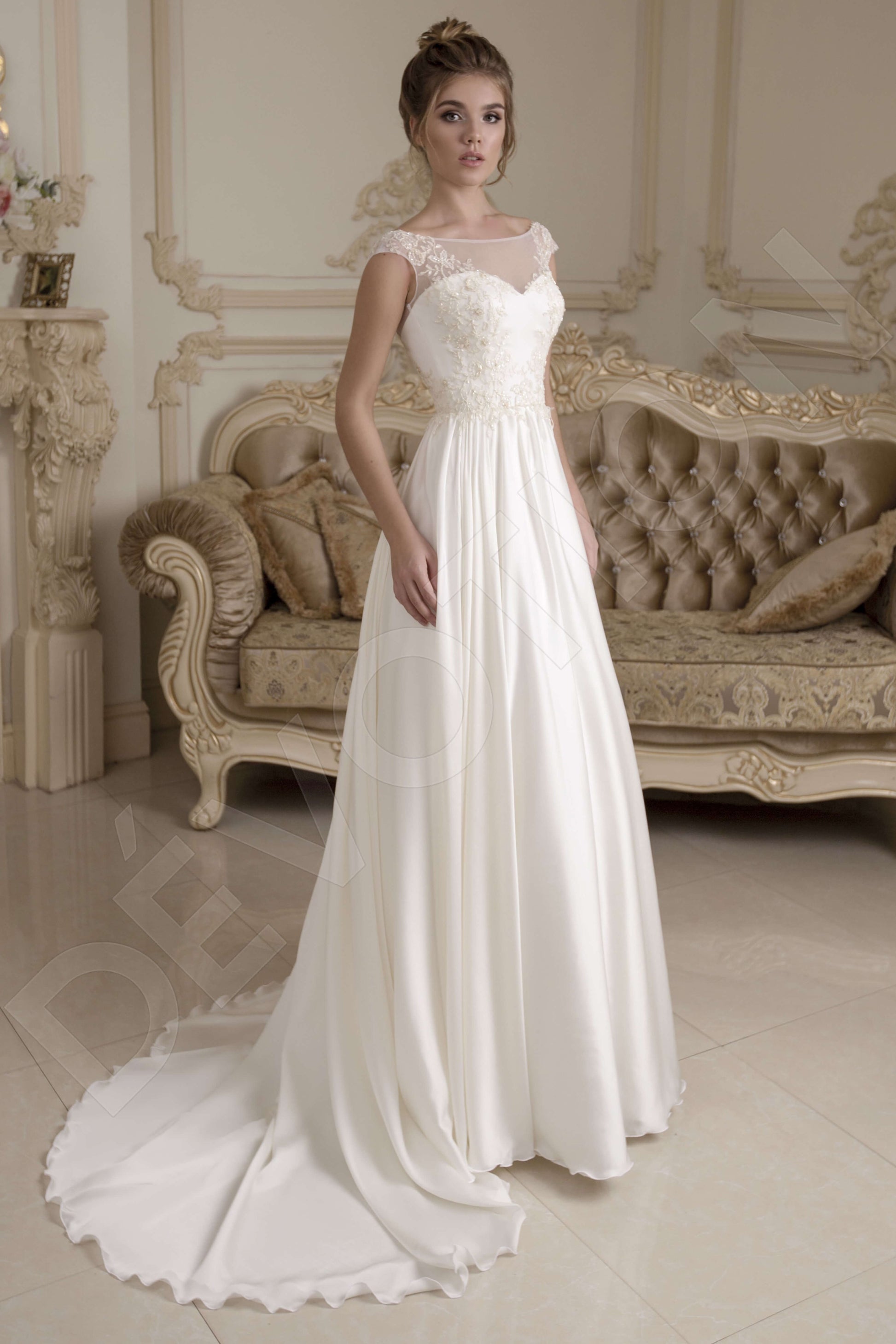 Elaine A-line Boat/Bateau Ivory Wedding dress