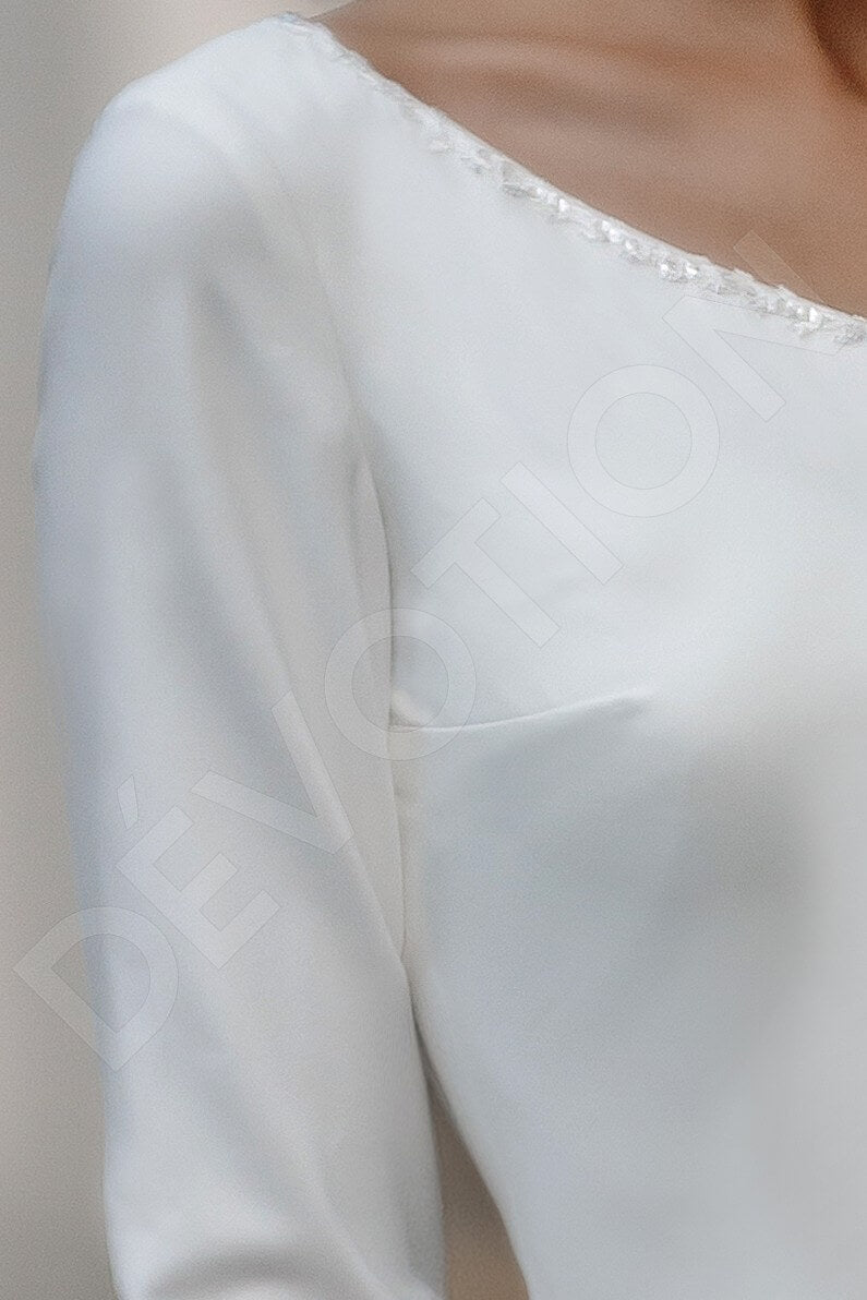 Hettie A-line Asymmetric/One shoulder Milk Wedding dress