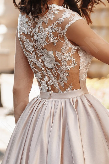 Arianda Full back A-line Short/ Cap sleeve Wedding Dress 2