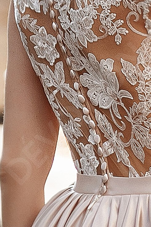 Arianda Full back A-line Short/ Cap sleeve Wedding Dress 4