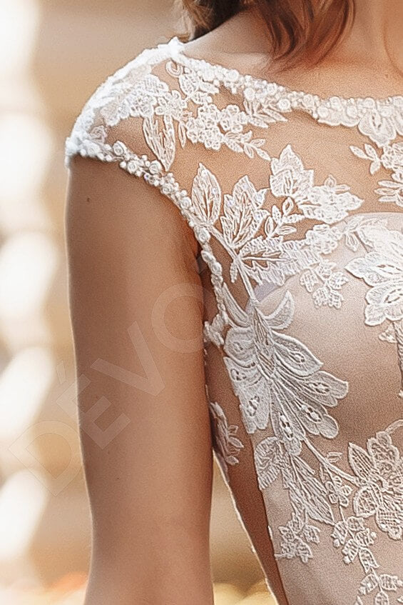 Arianda Full back A-line Short/ Cap sleeve Wedding Dress 6