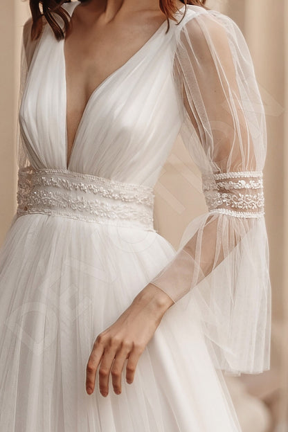 Arinella Open back A-line Long sleeve Wedding Dress 2