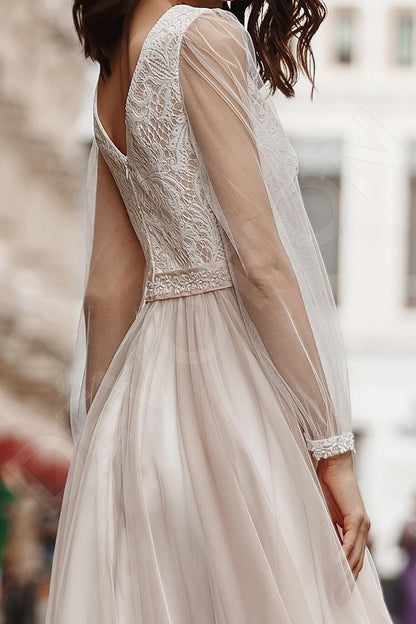 Daisis Full back A-line Long sleeve Wedding Dress 3
