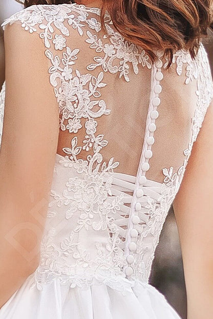 Fernia Full back A-line Short/ Cap sleeve Wedding Dress 5