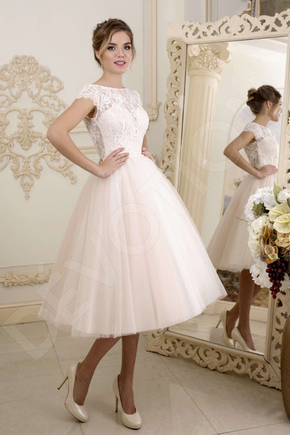 Lynn Full back A-line Short/ Cap sleeve Wedding Dress Front