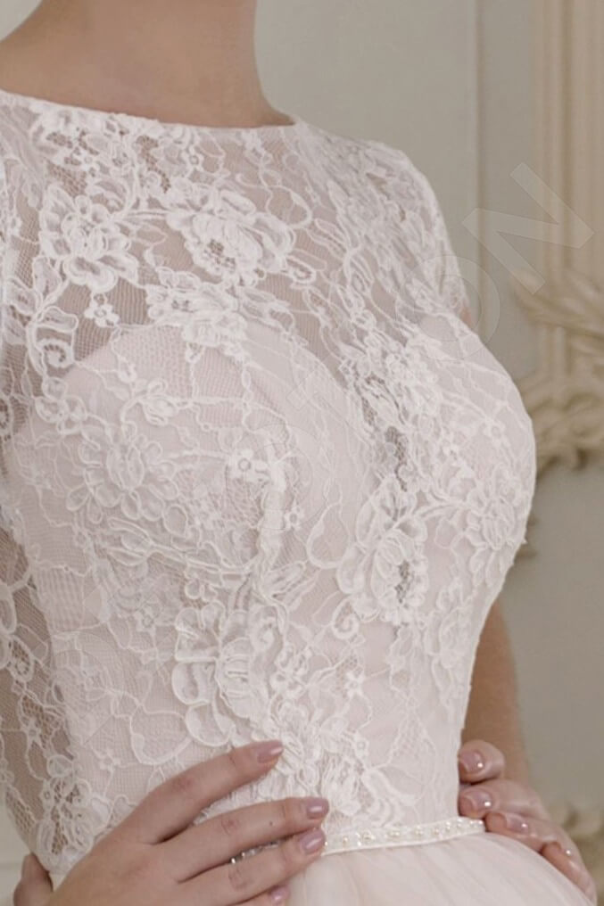 Lynn A-line Jewel Milk Nude Wedding dress