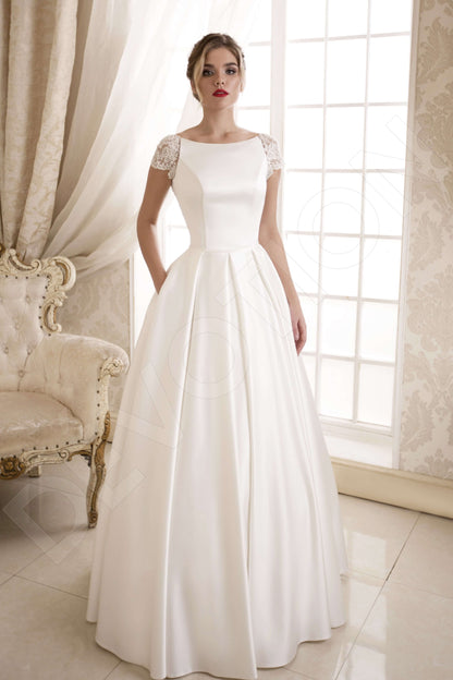 Bertie Full back A-line Short/ Cap sleeve Wedding Dress Front