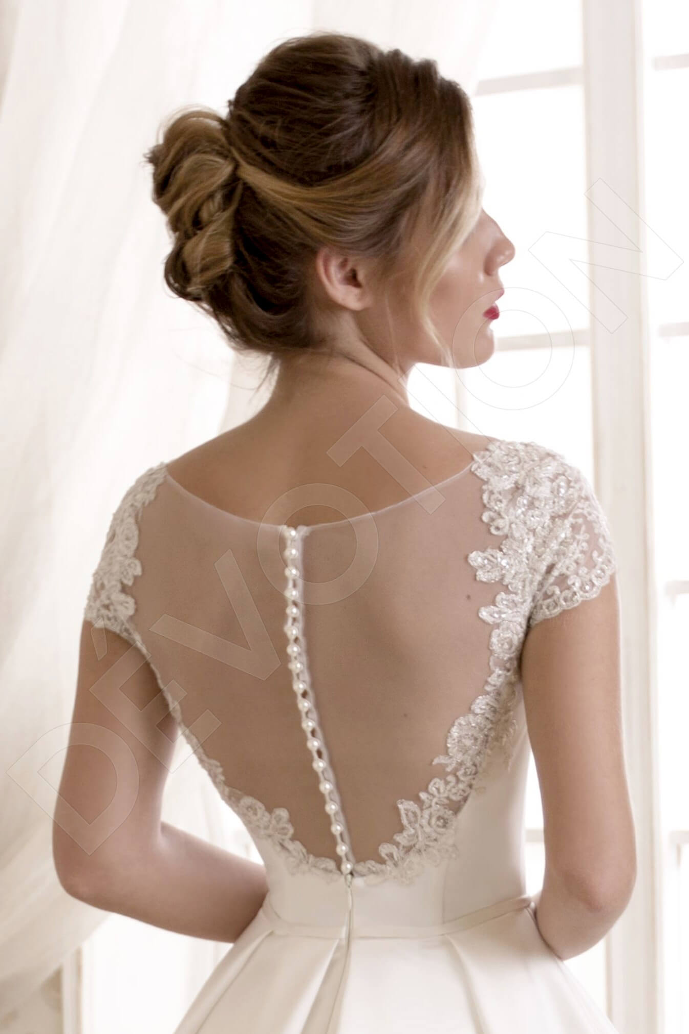 Bertie Full back A-line Short/ Cap sleeve Wedding Dress 7