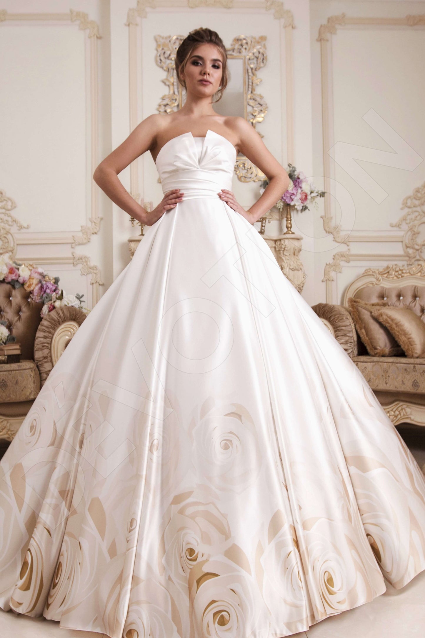 Mona Open back Princess/Ball Gown Sleeveless Wedding Dress Front