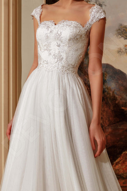 Gretta Open back A-line Short/ Cap sleeve Wedding Dress 2