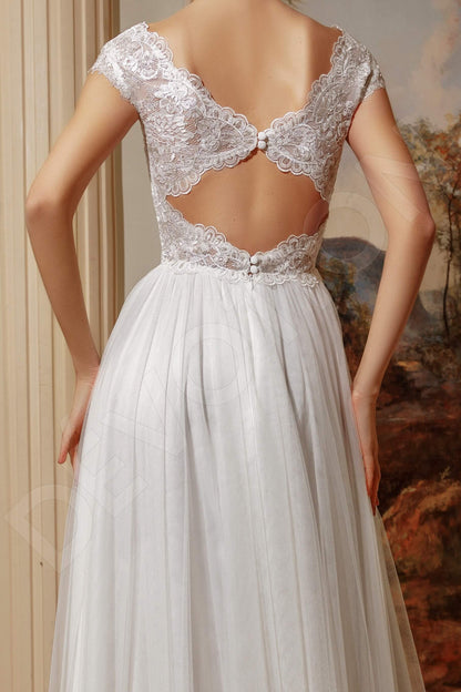 Gretta Open back A-line Short/ Cap sleeve Wedding Dress 3