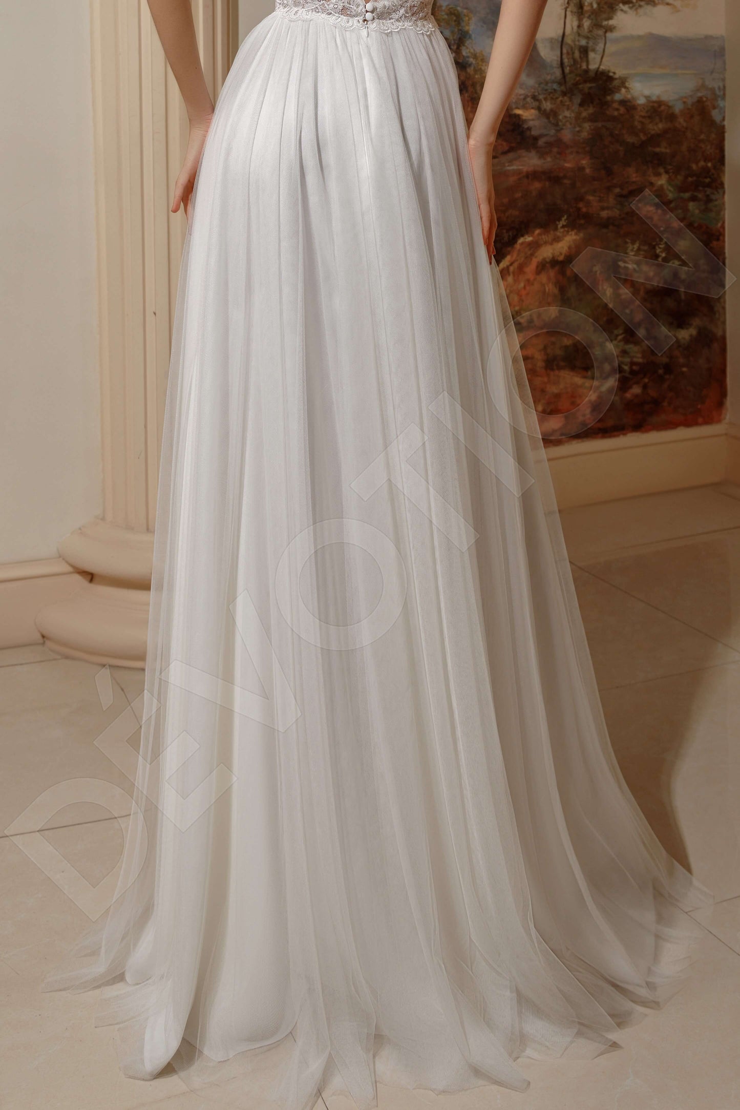 Gretta Open back A-line Short/ Cap sleeve Wedding Dress 5