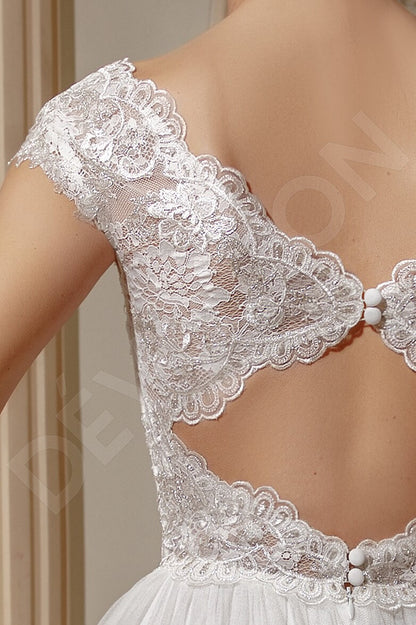 Gretta Open back A-line Short/ Cap sleeve Wedding Dress 6