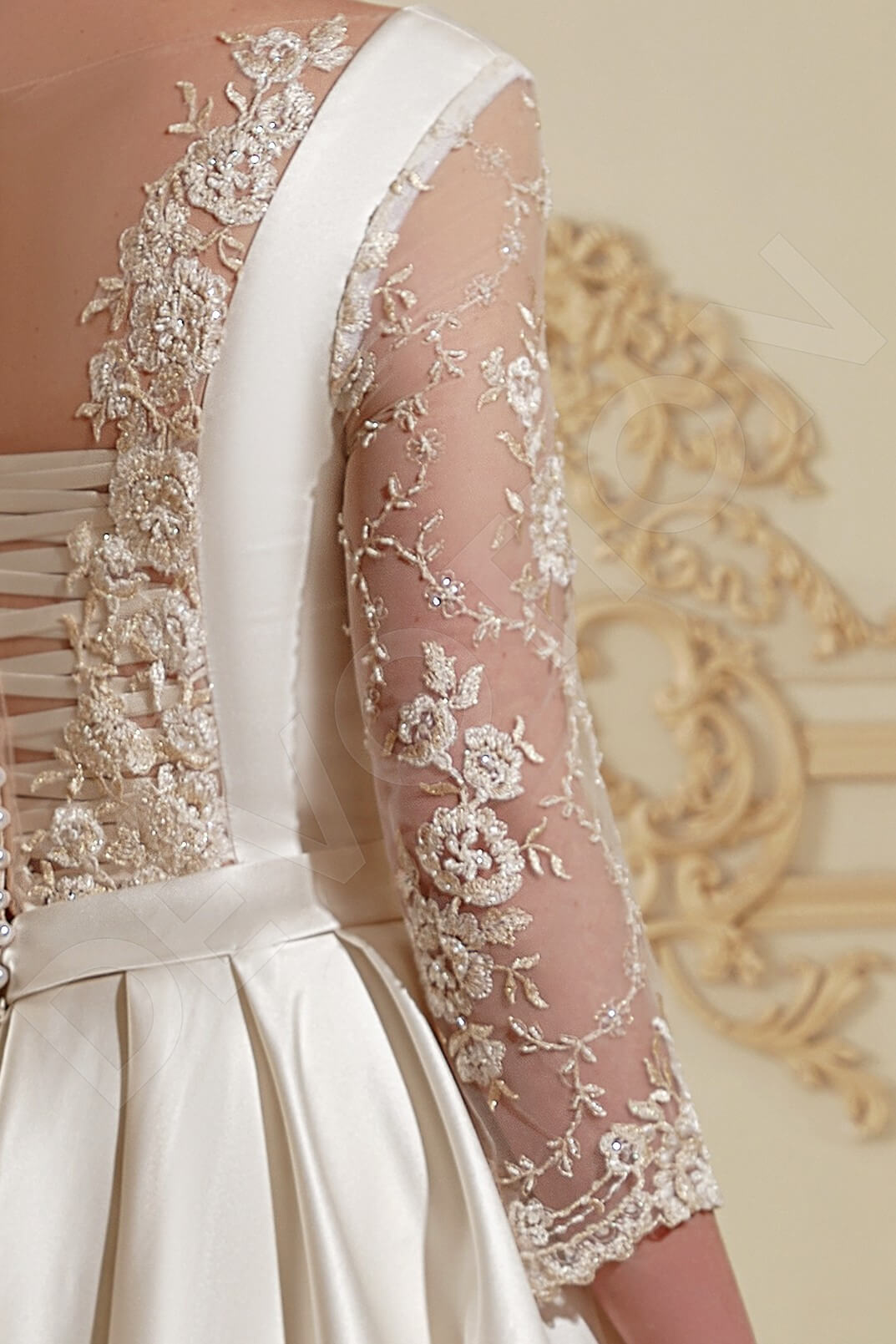 Izabella A-line Queen Anne Ivory Wedding dress