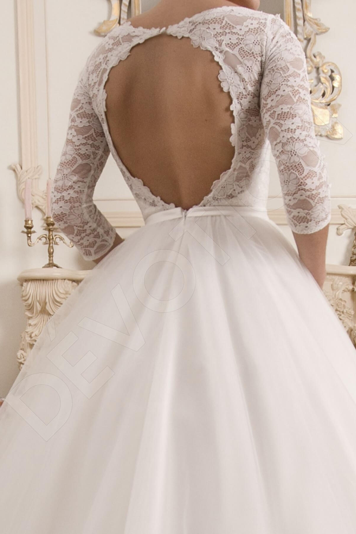 Trissy Open back Princess/Ball Gown 3/4 sleeve Wedding Dress 3
