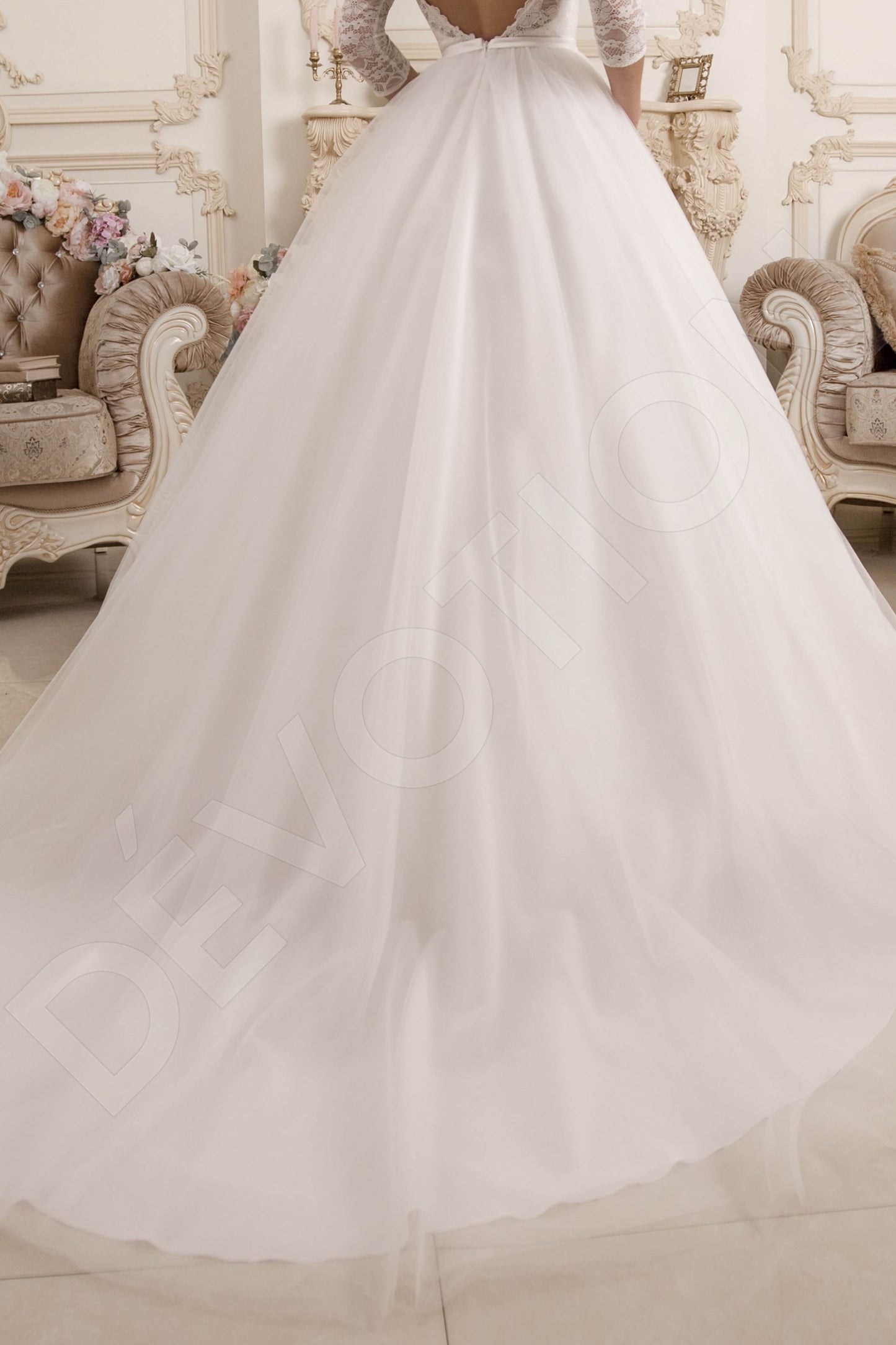 Trissy Open back Princess/Ball Gown 3/4 sleeve Wedding Dress 5