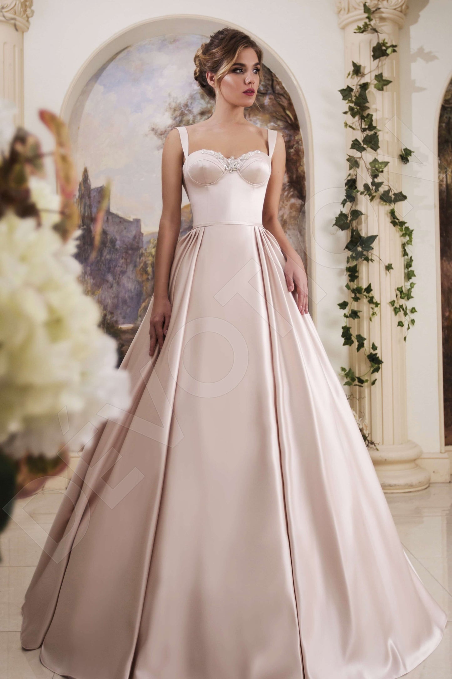 Vladania Open back A-line Straps Wedding Dress Front