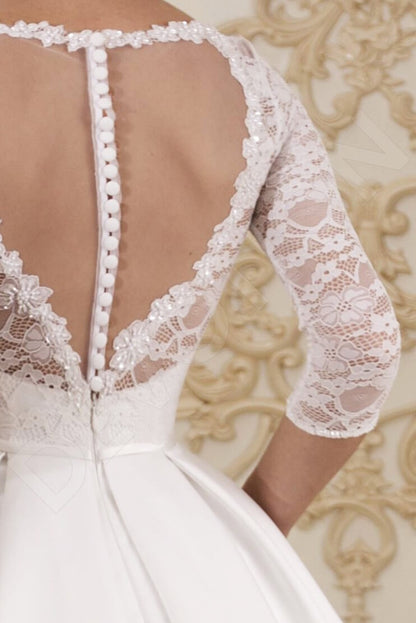 Cassey Full back A-line 3/4 sleeve Wedding Dress 5