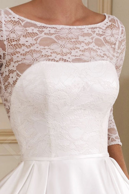 Cassey Full back A-line 3/4 sleeve Wedding Dress 6