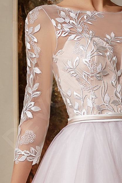 Zalinne Full back A-line 3/4 sleeve Wedding Dress 7