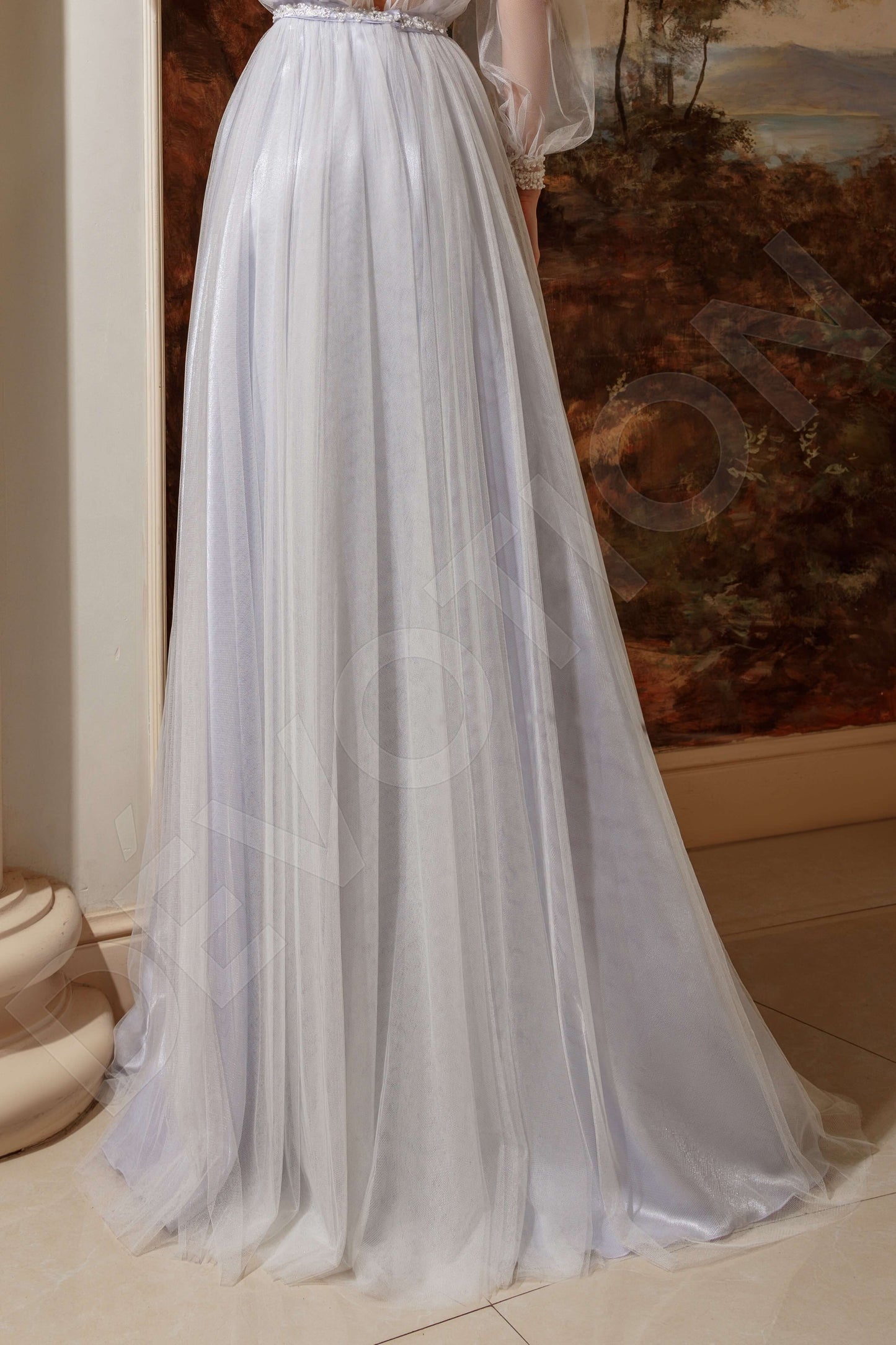 Dorrie Criss cross back A-line Long sleeve Wedding Dress 4