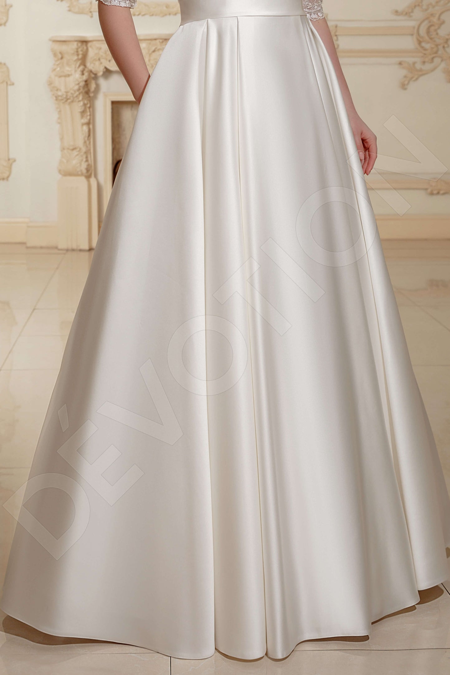 Lallie Full back A-line Half sleeve Wedding Dress 4
