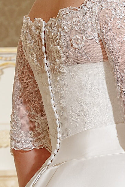 Lallie Full back A-line Half sleeve Wedding Dress 5