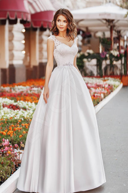 Fernia Full back A-line Short/ Cap sleeve Wedding Dress Front