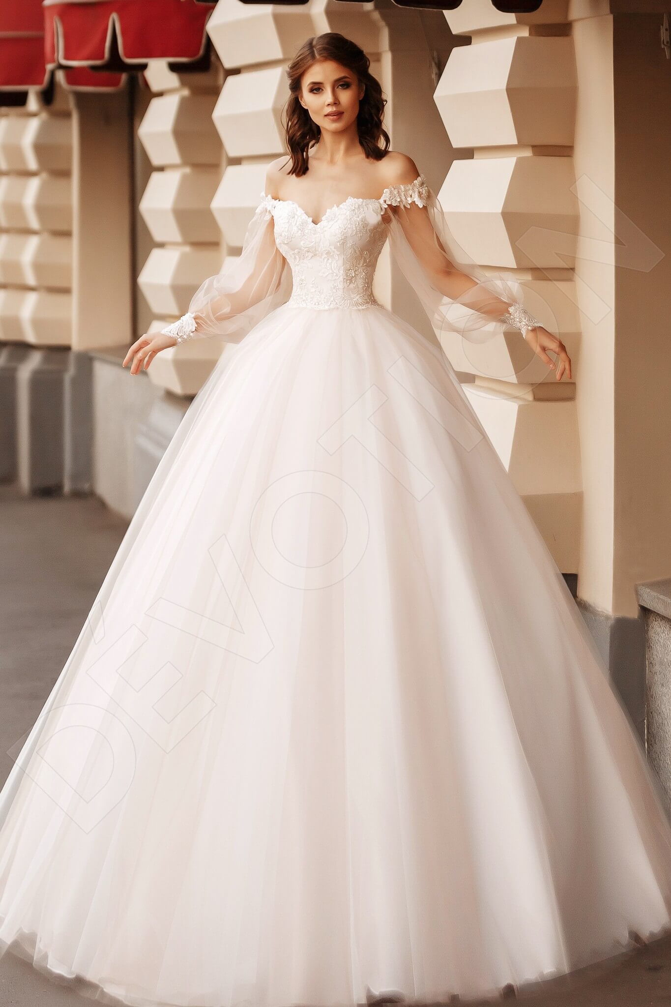Camilla Full back Princess/Ball Gown Long sleeve Wedding Dress Front